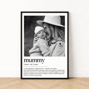 Personalised Mummy Print | Mummy Definition | New Mum Photo Gift, Mummy Birthday Gift | Birthday Gifts for Mummy, Framed Mother Prints