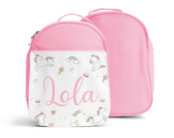 Bolsa de almuerzo personalizada para niños / Bolsa de almuerzo personalizada para niñas / Bolsa de almuerzo para niñas / Lonchera para niñas - Unicornios