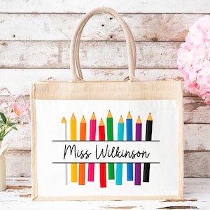 Thank You Teacher Gift, Personalised Teacher Bag | Personalised Teacher Gift, Teacher Present. End Of Term Gift, TA Gift - Teacher Pencils