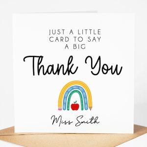 Carte de professeur personnalisée - Merci carte de professeur | Carte de remerciement personnalisée pour professeur, carte de fin d'études - petite carte de grand merci