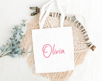 Personalisierte Einkaufstasche | Handgeschrieben | Füge einen beliebigen Namen hinzu, wähle eine Farbe | Personalisierte Kindertasche | Geschenk für Kinder | Partytüten