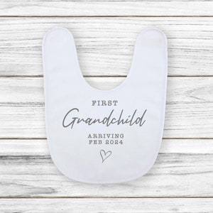 Personalised Baby Grow Vest First Grandchild Pregnancy Announcement New Baby Bib, New Baby Vest For Shower Grandparent Reveal image 2