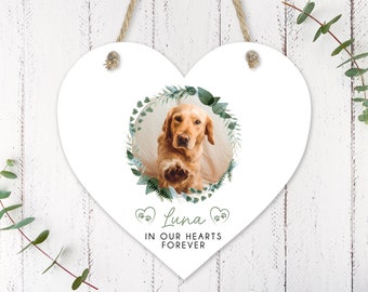 Personalised Pet Memorial Gift | Heart Wooden Sign | Pet Loss Gift, Pet Remembrance, Dog Bereavement, Pet Plaque, Dog Loss Gift - Pet Floral