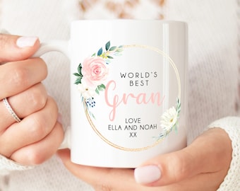 Caneca Gran personalizada | Melhor avó do mundo | Presentes para Gran, Gran Presente de Aniversário, Gran Presente Personalizado, Gran Presente de Natal Personalizado