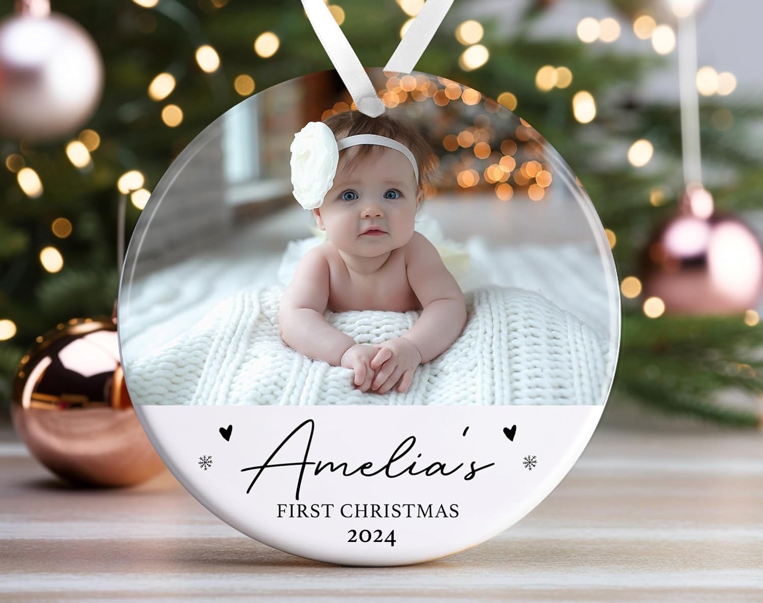 Personalised Babys First Christmas Bauble | Babys 1st Christmas Bauble | Baby’s 1st Christmas Gift | 1st Christmas Decoration - Photo Upload