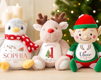 Personalised 1st Christmas Teddy | First Christmas Teddy | Baby’s 1st Christmas ,First Christmas Gift | 1st Christmas Toy, 1st Christmas Bib