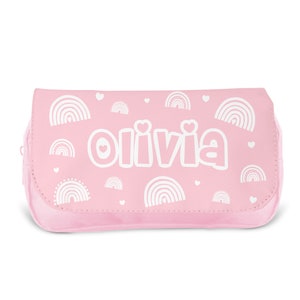 Personalised Children’s Pencil Case | Pencil Case for Girls, Pencil Case for Boys - Back to School | Custom Kids Pencil Case - Pink Rainbows