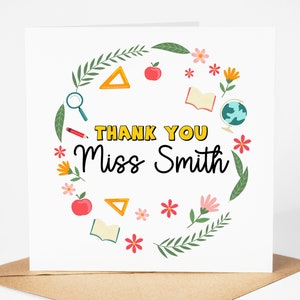 Tarjeta de maestro personalizada - Tarjeta de maestro de agradecimiento / Tarjeta de maestro de agradecimiento personalizada, Tarjeta de fin de escuela - Corona de maestro