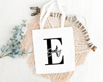 Personalised Tote Bag | Initial Signature | Choose a Colour, Add Any Name | Initial Tote Bag, Custom Tote Bag, Personalised Shopping Bag