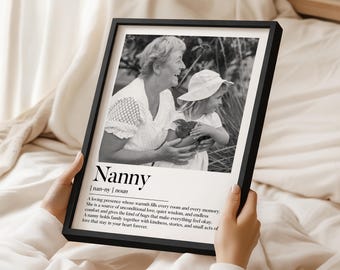 Spersonalizowany nadruk dla niani | Prezent na Dzień Matki dla dziadków | Prezenty urodzinowe dla niani, prezent ze zdjęciem babci
