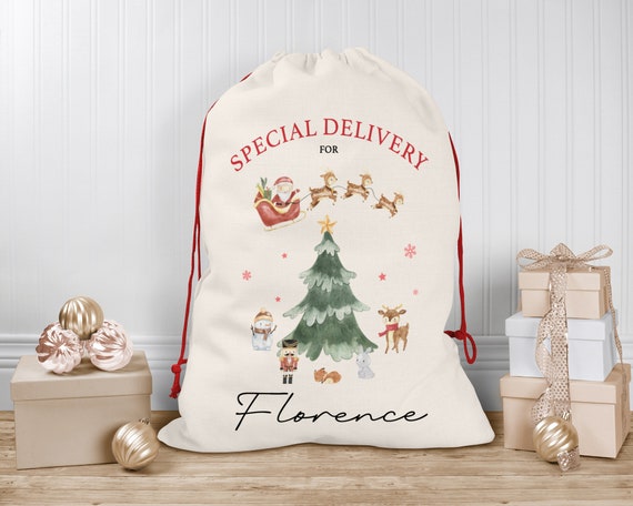 Personalised Christmas Sack Custom Christmas Stocking Watercolour Christmas Custom Christmas Sack for Kids Children s Christmas Sack Etsy UK