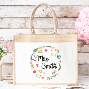 Thank You Teacher Gift, Personalised Teacher Bag | Personalised Teacher Gift, Teacher Present. End Of Term Gift, TA Gift - Teacher Wreath