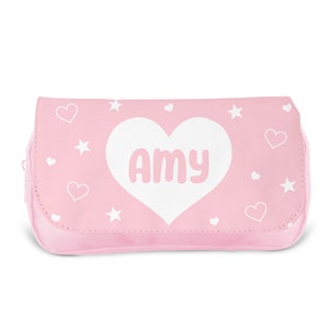 Personalised Children’s Pencil Case | Pencil Case for Girls, Pencil Case for Boys - Back to School | Custom Kids Pencil Case - Pink Hearts
