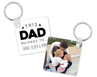 Llavero personalizado para papá / Regalo personalizado para el Día del Padre, Llavero para el Día del Padre / Regalos para papá / Regalo de cumpleaños para papá, Este papá pertenece a