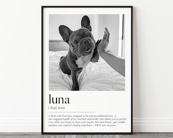 Impresión fotográfica personalizada de mascotas / Impresión personalizada con la definición de perro, Impresión fotográfica personalizada de perro, Regalo personalizado para perros, Impresión de retrato de mascota