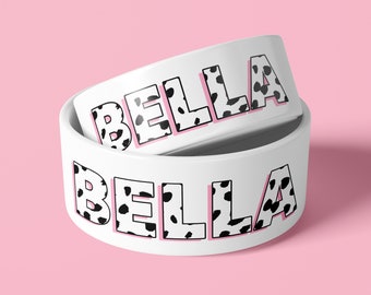 Personalised Dog Bowl - Pink Dalmatian Print