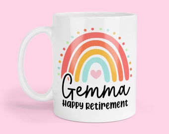 Taza de jubilación personalizada - Arco iris / Regalo de jubilación personalizado, Regalo de jubilación. Regalos para Jubilación / Regalo de Jubilación Personalizado
