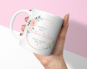 Personalised Mug - Custom Mother in Law Gift - Worlds Best Mother in Law -  Custom Mug & Coaster