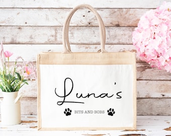 Bolsa personalizada para mascotas / Bolsa personalizada con accesorios para perros / Bolsa personalizada para perros, Bolsa de yute para perros, Bolsa de viaje para perros, Bolsa para artículos de perro, Bolsa de paseo para perros