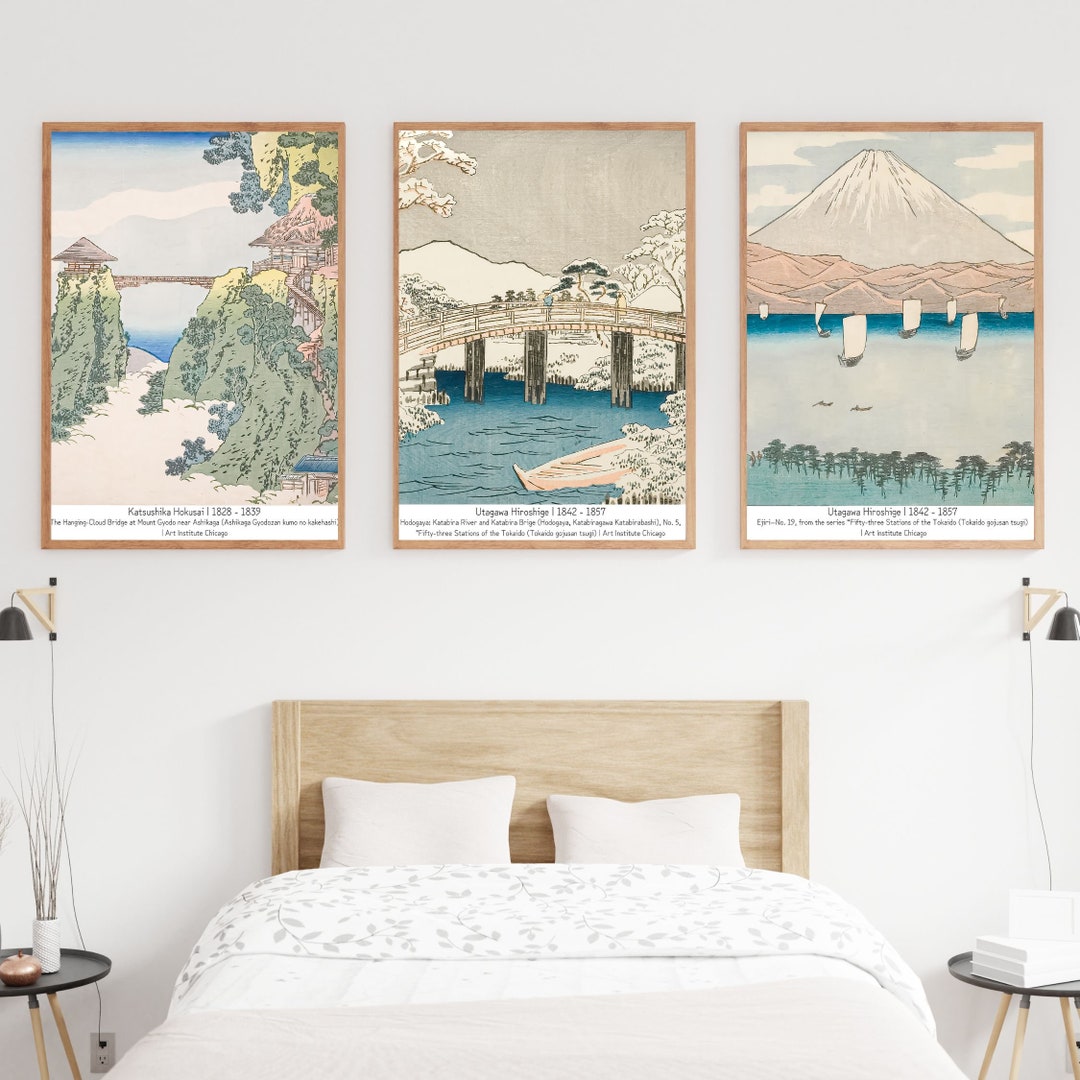 Japanese Vintage Wall Art Set of 3 Prints Vintage Poster - Etsy