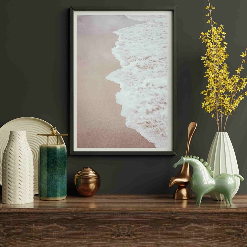 Beach Themed Wall Art Wave Line on Beach Sand Boho Coastal Etsy