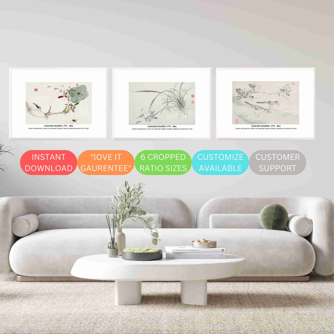 Japanese Vintage Nature Wall Art Set of 3 Japanese Vintage Prints for ...