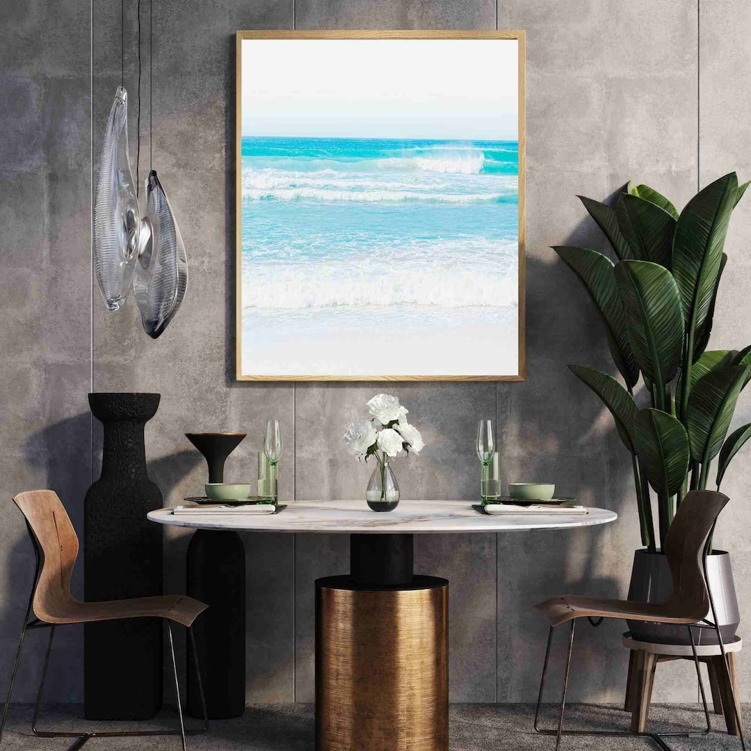 Beach Scene Wall Art Minimalist Kitchen Wall Art Modern Coastal Art for