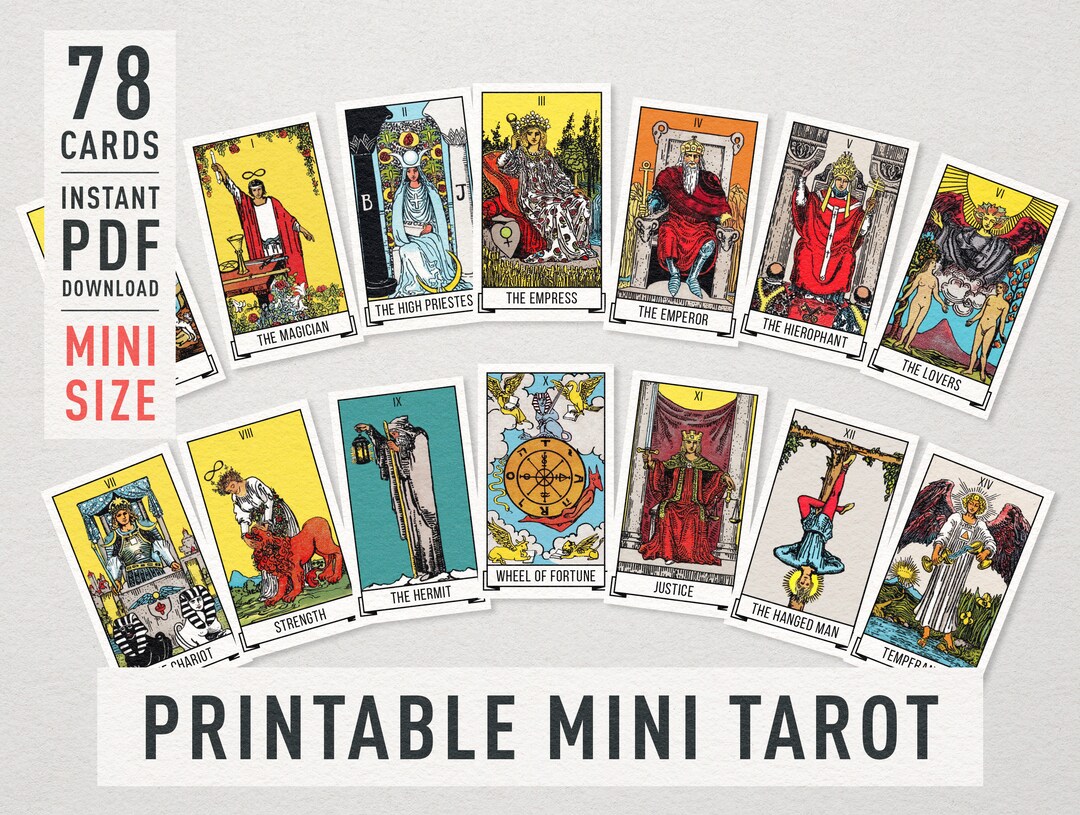Printable Mini Raider Waite Tarot Cards High-res 78-card - Etsy