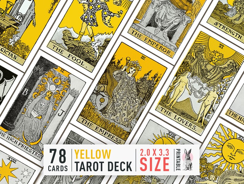 Printable Vintage Tarot Cards | Rider–waite–smith Tarot Deck | Yellow ...