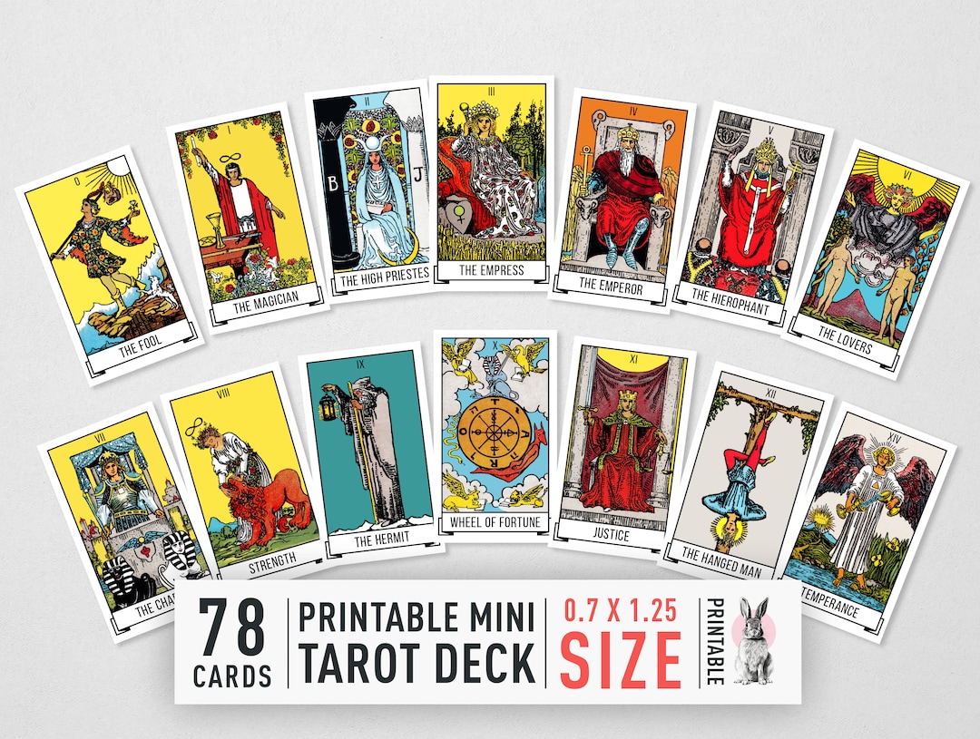 Printable Mini Raider Waite Tarot Cards | High-res 78-card Tarot Deck ...