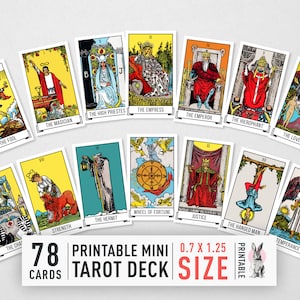 Printable Mini Raider Waite Tarot Cards | High-Res 78-Card Tarot Deck | Instant Pdf Download | Enhanced Raider-Waite Tarot Deck |