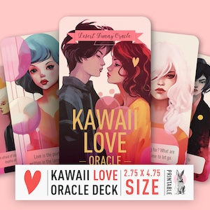 Twin Flame Oracle Cards, Love themed Oracle Deck, Soulmate Confessions, Digital Download, Printable Kawaii Love Oracle Cards, Manga Style
