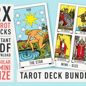 Printable Raider Waite Tarot Cards Bundle | High-Res 78-Card Tarot Deck in Original and Pocket Size | Enhanced Raider-Waite Tarot Deck |