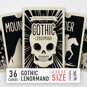 Deck gótico Lenormand com layout Grand Tableaux | Folha de dicas | Download instantâneo de PDF | Cartões de casa com significados perfeitos para iniciantes