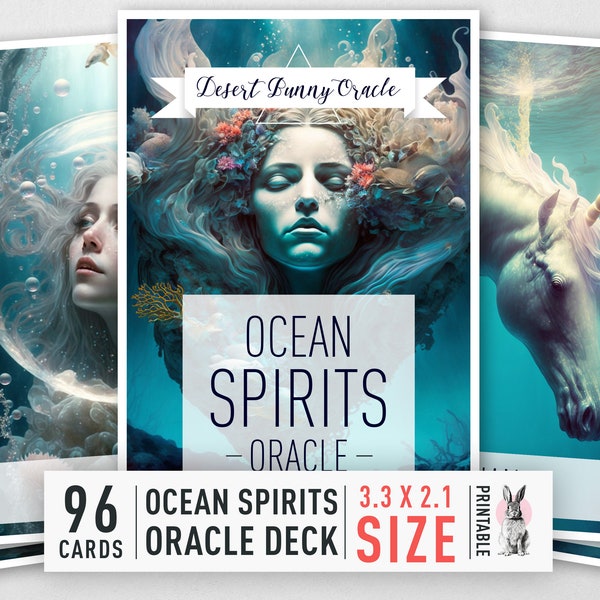 Ocean Spirits Oracle Cards | Printable Indie Oracle Deck | Authentic Oracle Cards | DIY | High-Res 96-Card Deck