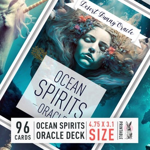 Big Size Ocean Spirits Oracle Cards | Printable Indie Oracle Deck | Authentic Oracle Cards | DIY | High-Res 96-Card Deck