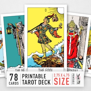 Cartas de tarô para impressão | Invasor Waite | Baralho de tarô de 78 cartas em alta resolução | Download instantâneo de PDF | Baralho de Tarô Raider-Waite aprimorado |