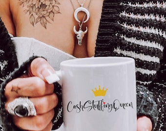 Cash Stuffing Queen Ceramic Mug 15oz Minimalist Aesthetic For Cash Stuffers Millionaire Mug Side Hustle Mug For Mompreneurs Entrepreneurs