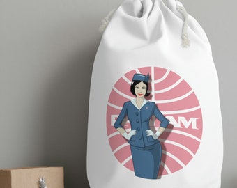 Flight Attendant Shoe Bag, Crew Shoes Bag, Personalised Drawstring Bag, Sack, Cabin Crew Shoe Bag, Flight Attendant Gift, Plane Jane