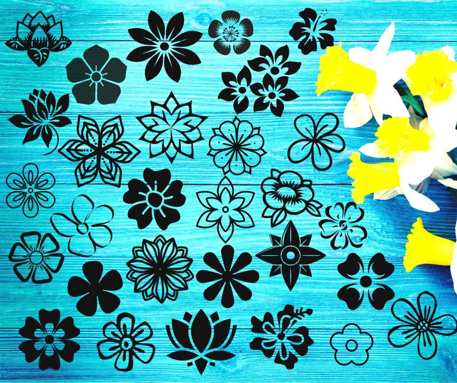 Flower Vector File
 FLOWERS SVG Bundle 29pc Flowers Vector File Flower Clipart Etsy