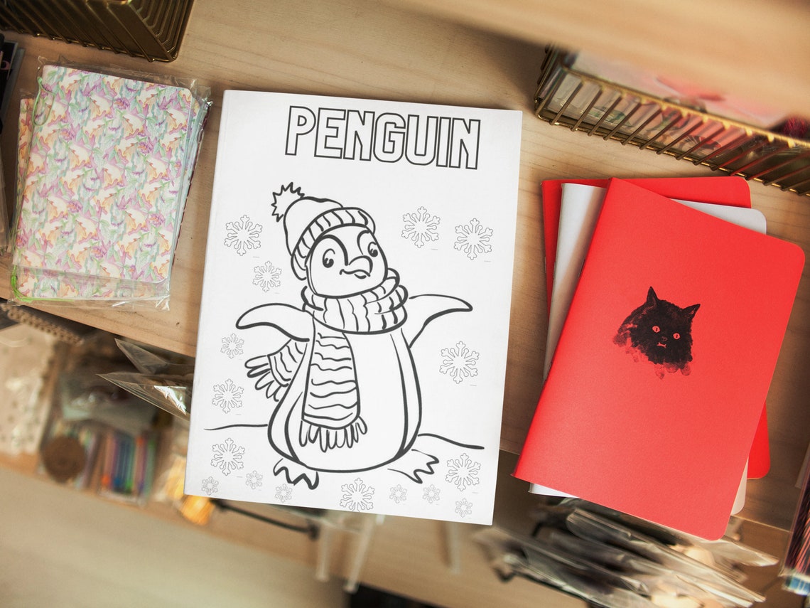 Cartoon Coloring Page for Toddlers Coloring Page Pinguin - Etsy