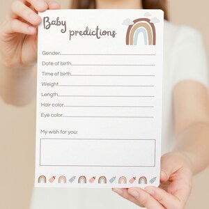 Baby Predictions | Baby Shower Game | Gender Neutral | Rainbow Baby | Template | Printable | Gender Reveal |