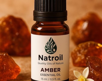 Olejek eteryczny z bursztynu – olejek z sosny sukcynowej (Pinus Succinefera) | Destylacja rzadkiej skamieniałej żywicy | Dymno-drzewne nuty bazowe | Naturalny utrwalacz