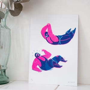 Lucha libre 5 – A5 risograph illustration – limited and signed series