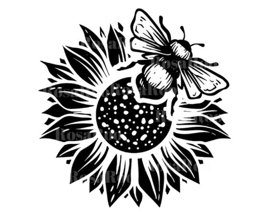 Sunflower and Bee Svg, Bee Svg, Flower and Bee Svg, Bee and Sunflower