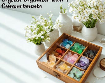 9-Compartment Rock Display Case – Crystal & Mineral Organizer Box