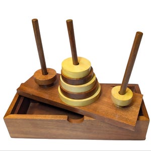 Wooden Tower of Hanoi Puzzle Game | Handcrafted Educational Toy for Kids & Adults | Brain Teaser, Mind Challenge and Desk Decor Gift