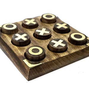 Handcrafted Wooden Tic Tac Toe Board Game,Size 6×6×1,inchs-Noughts & Crosses | Fun Family Game Night Decor | Rustic Gift for Kids and Adults