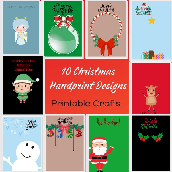 Christmas Xmas Cute Handprint Paint Art Bundle For Kids Paper Printable Craft DIY Personalised Keepsake Preschool Toddlers School Children