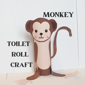Mono Rollo Higiénico Papel Manualidad Imprimible Niños Kit PDF Manualidades, Plantillas de Manualidades Animales para Cortar y Hacer, Animales Tarjetas de Papel Manualidades Niños